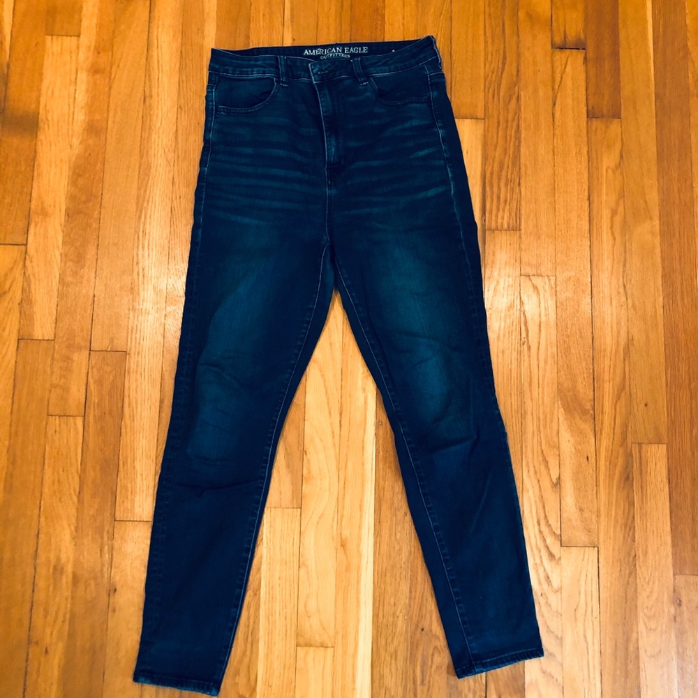 AE Super High Waisted Stretch Dark Wash Jeans
